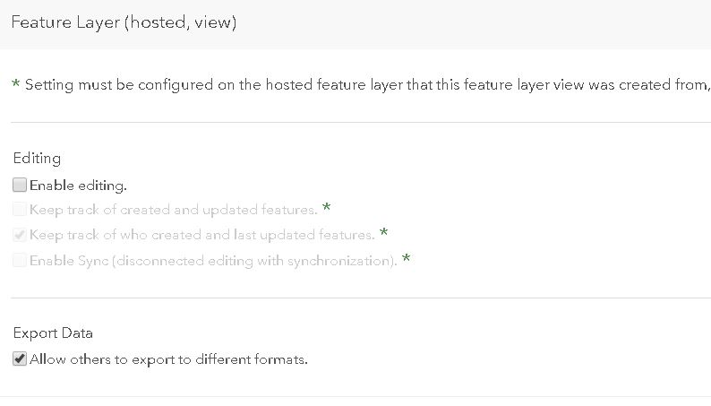 Hosted Feature Layer View Settings
