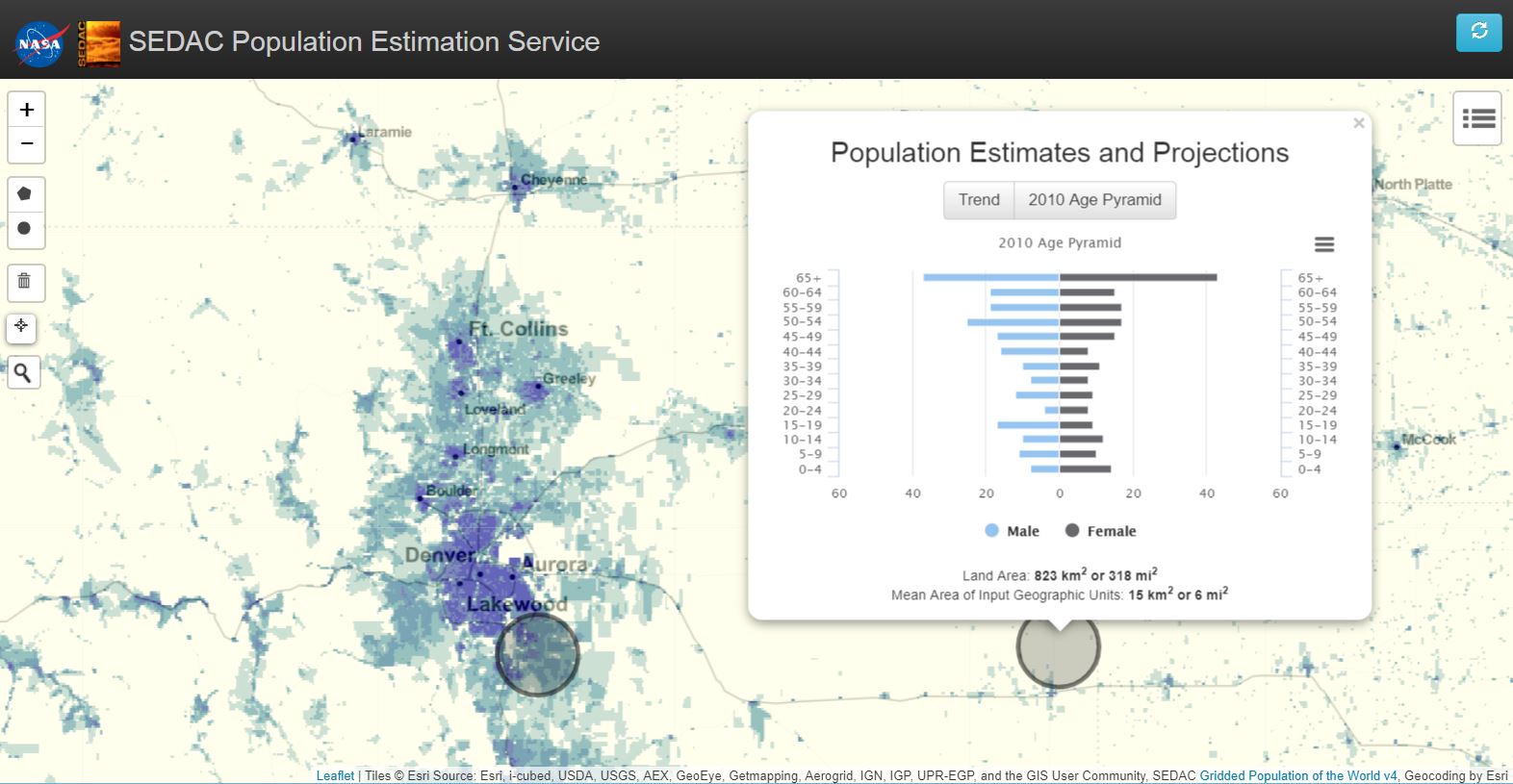 SEDAC CIESIN population web mapping service