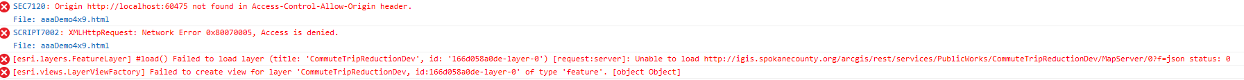 developer console error messages