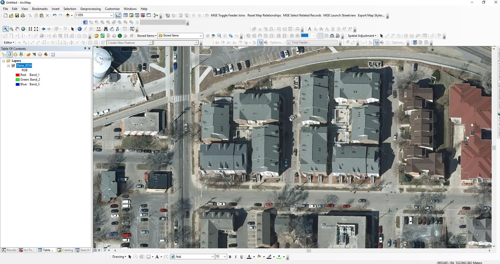 The image as it appears in Arcmap