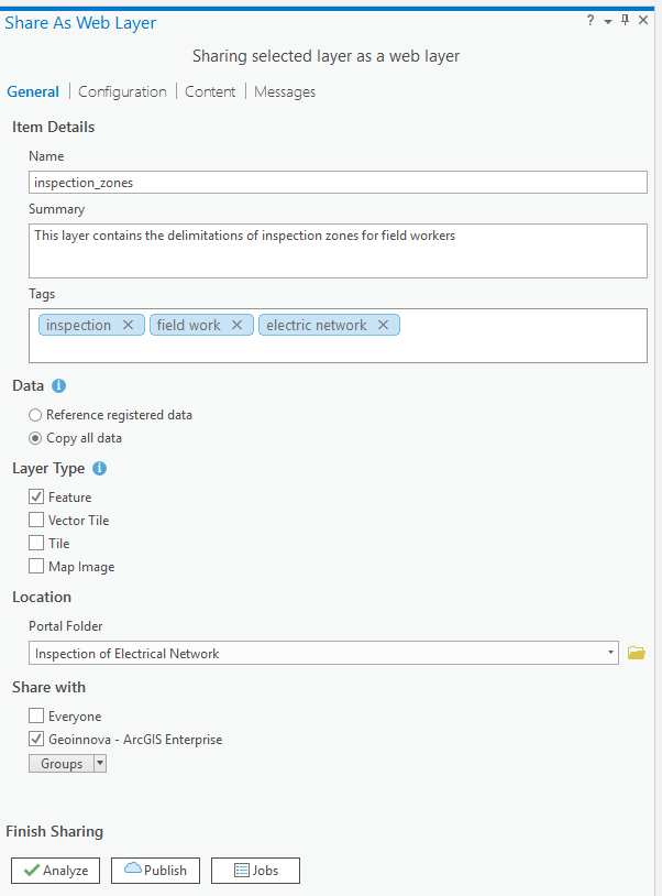 Share As Web Layer options