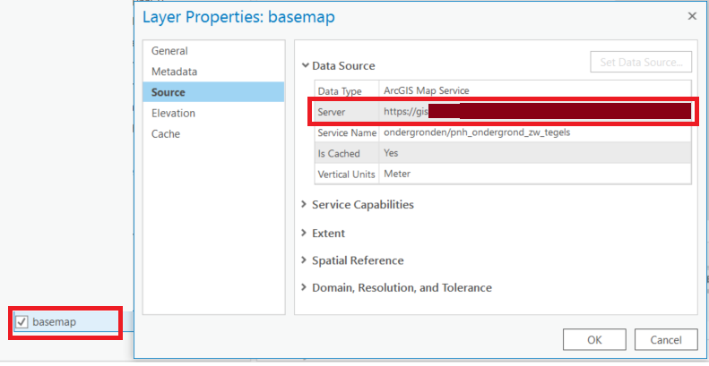 Url of a basemap/web map layer that can be seen in its properties (ArcGIS Pro)