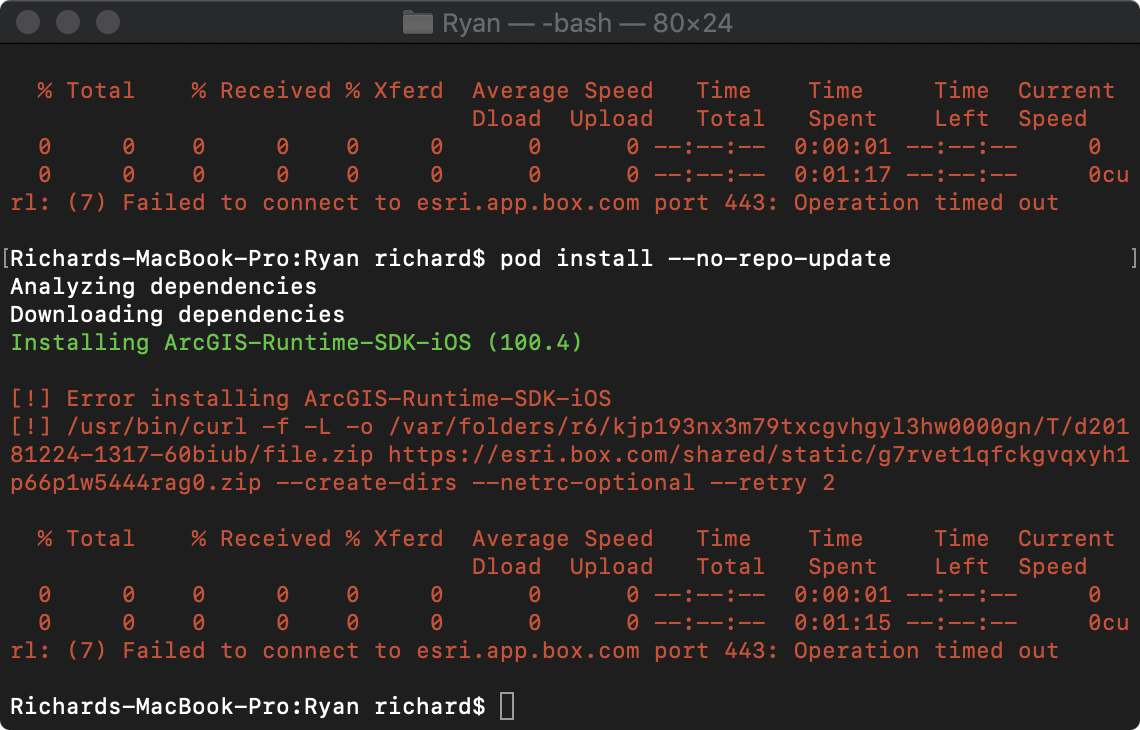 pod installation timeout & module not found manual... - Esri Community