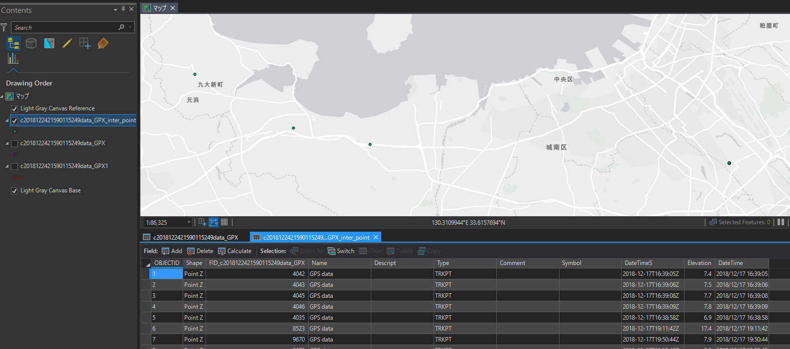 point fc created by Intersect tool