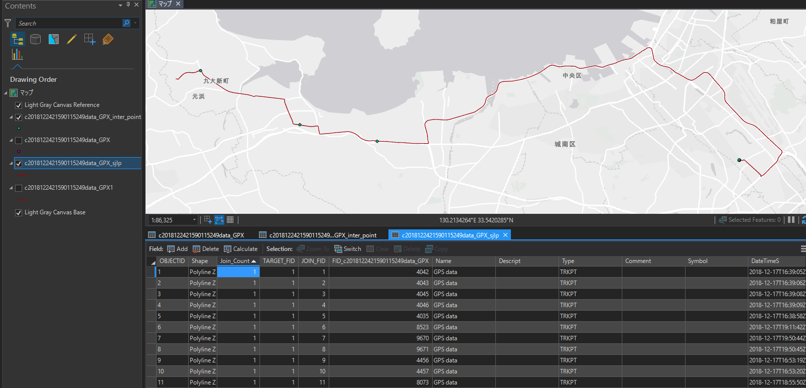 line fc created by spatial join with points