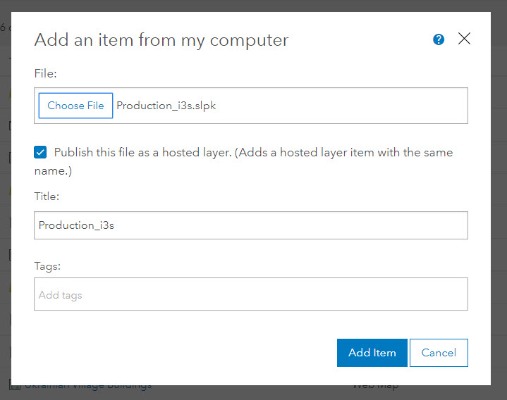 ArcGIS Online Add Item From Computer 
