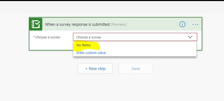 Webhook - Microsoft Flow - Missing survey