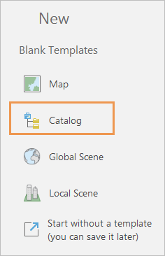 List of templates for starting a new project in ArcGIS Pro