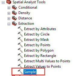 Sample tool location under Spatial Analyst > Extraction