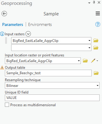 ArcPro Sample tool inputs