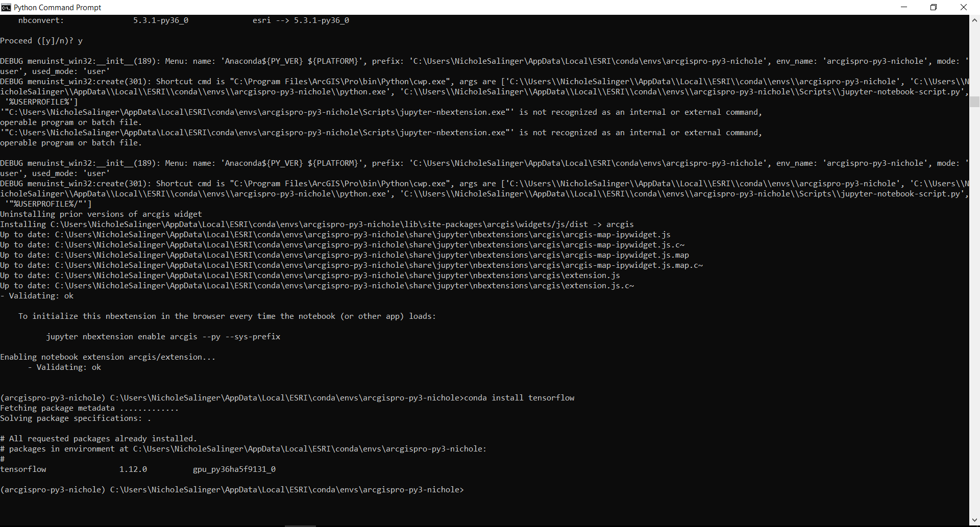 arcgispro-py3 conda install tensorflow