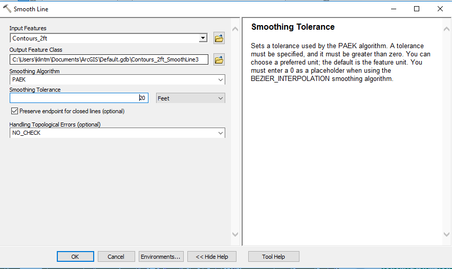 ArcMap Smooth Line tool