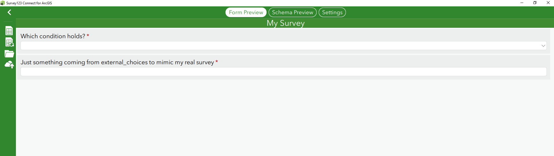 How the survey looks like in the beginning