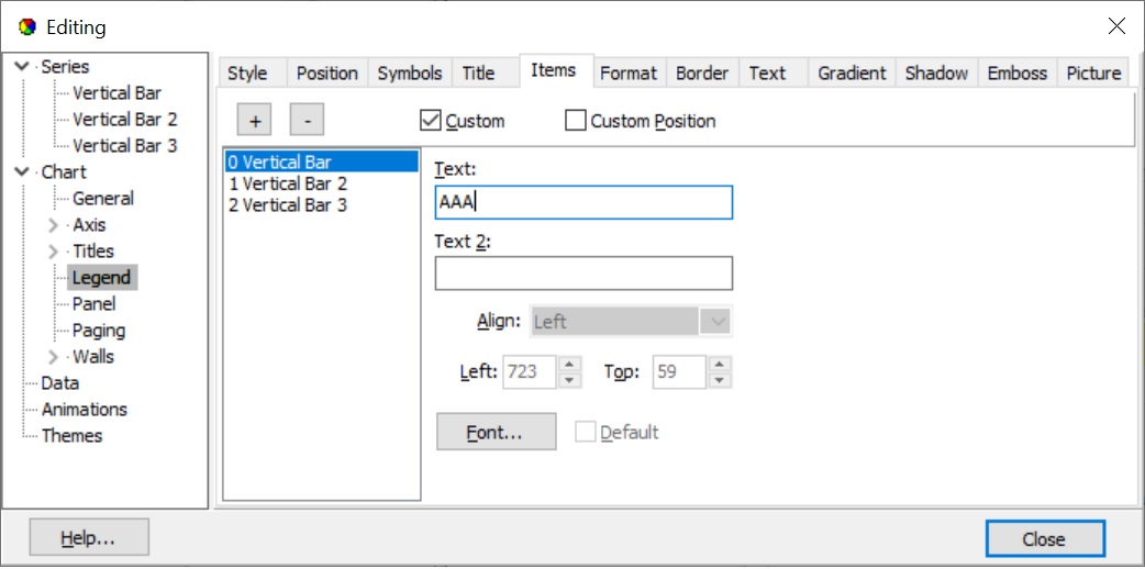 Configuring graph legend entries