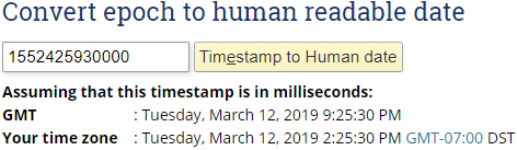 EpochConverter online utility
