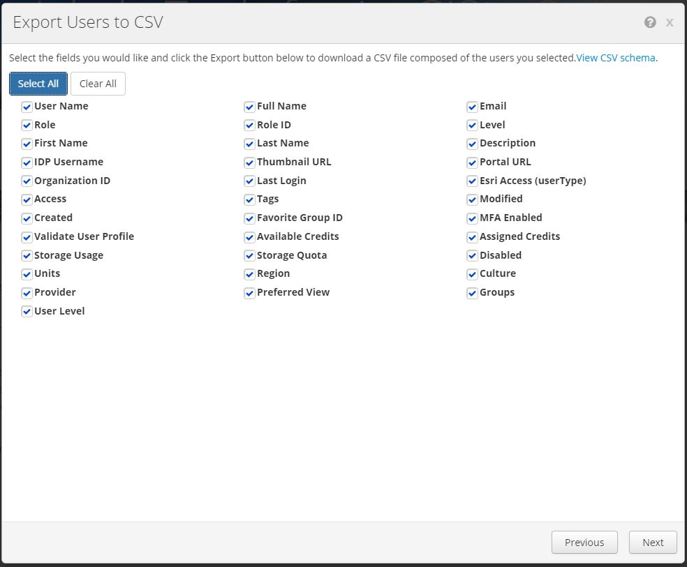 User Fields to Export