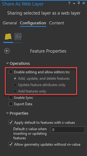 ArcGIS Pro share/overwrite web layer settings