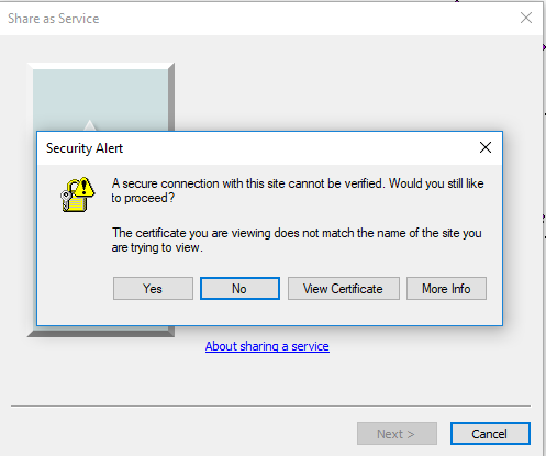certificate warning when publishing map service from ArcMap