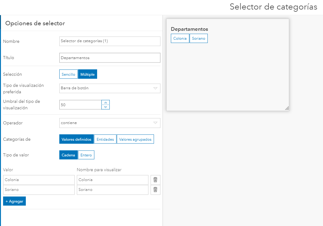 Selector configuration