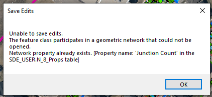 Error dialog when attempting to save edits to a feature class that participates in a geometric network.