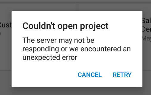 Error opening project