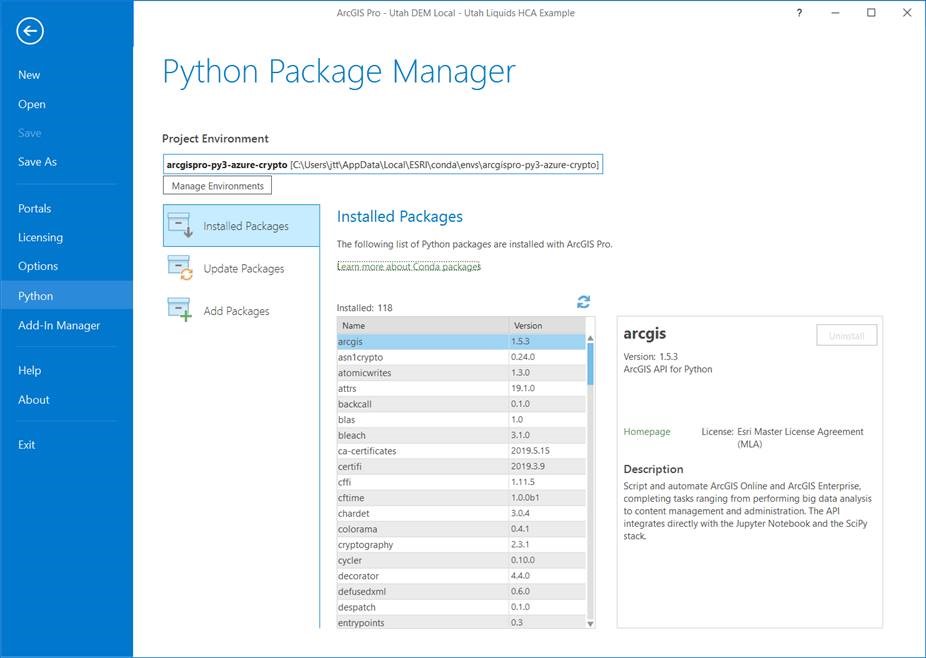 Installed Python packages