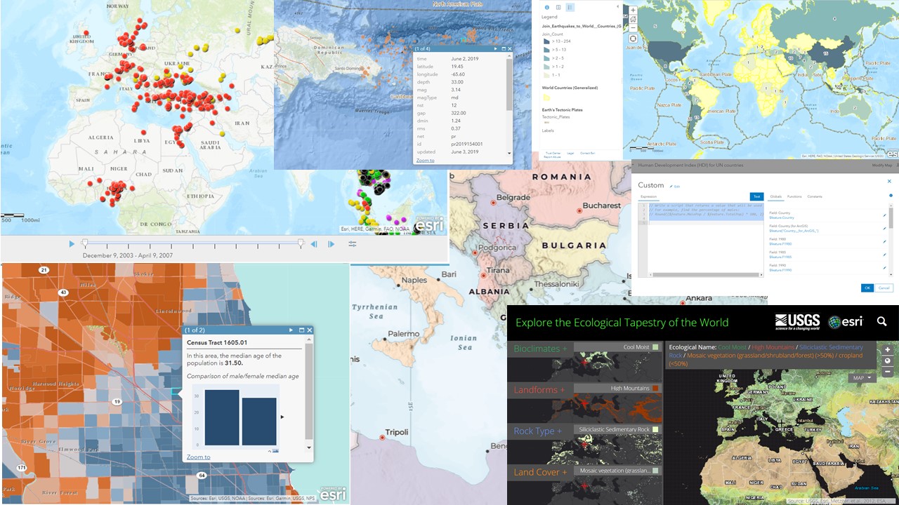 Just a few of the maps and data sets you can explore in these lessons.