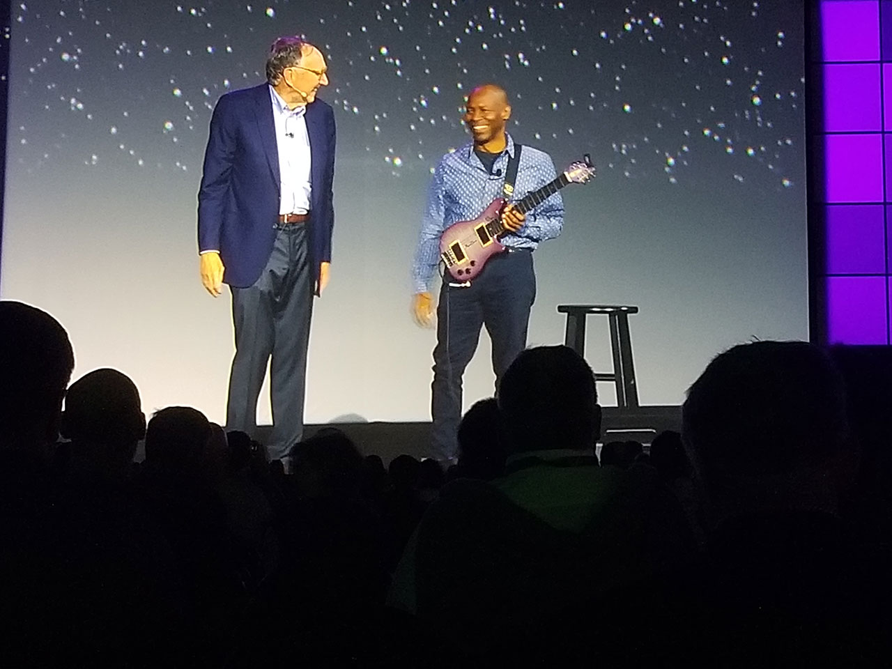 Kevin Eubanks talks with Jack Dangermond on the Plenary stage