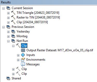 ArcMap History of functions that were not executed