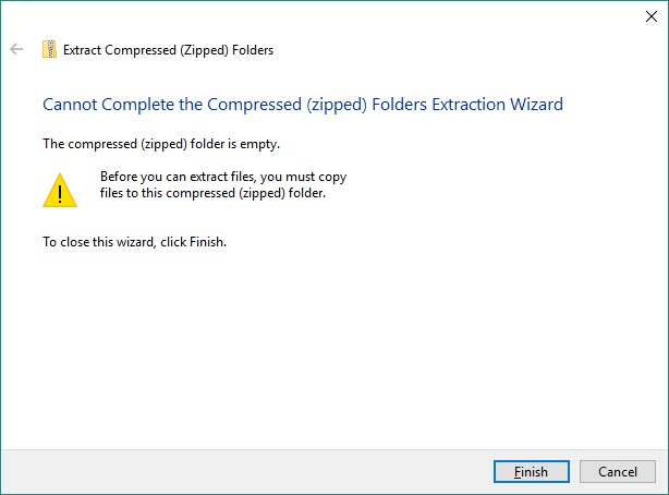 compressed zip folder is invalid
