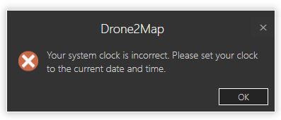 Drone2Map_systemClockerrormessage