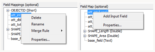 field maapings control context menu