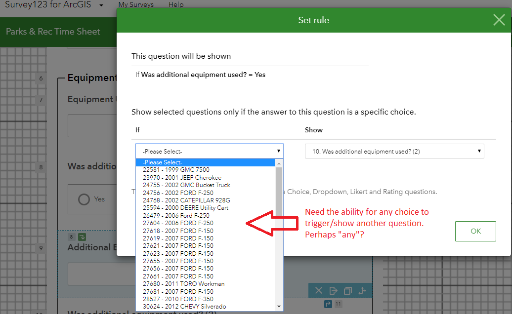 Survey 123 dropdown example problem