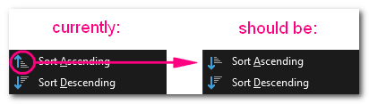 sort ascending icon fix
