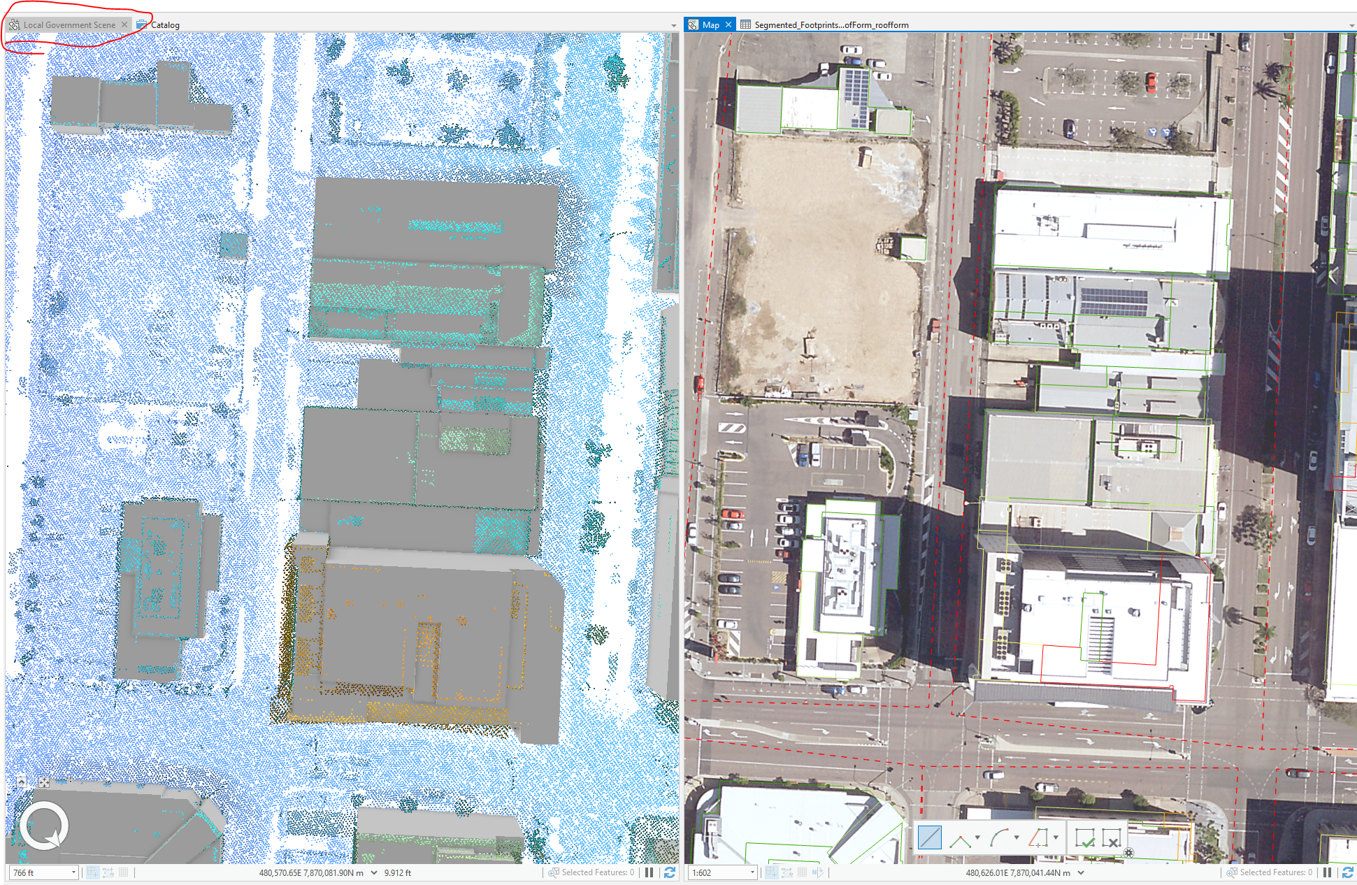 scene and map side-by-side