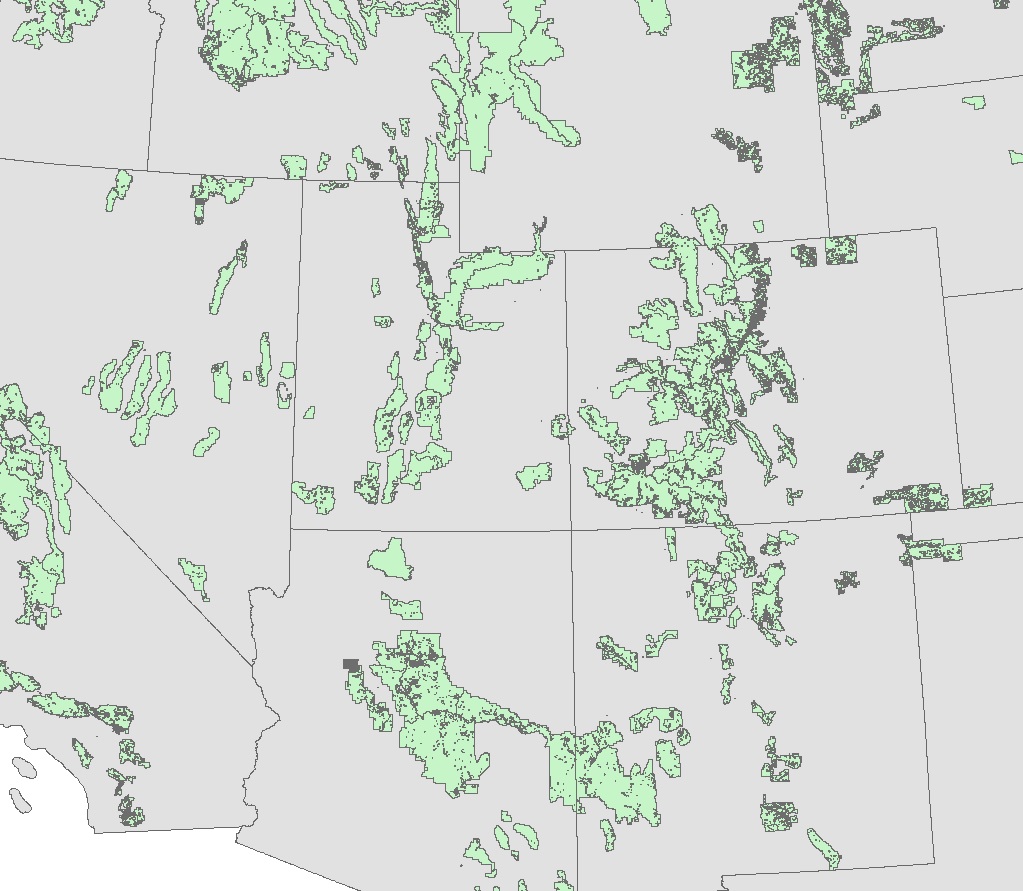 Raw National Forest Polygons - Too High of Resolution