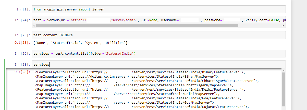 Connecting to a stand-alone server and accessing the list of services