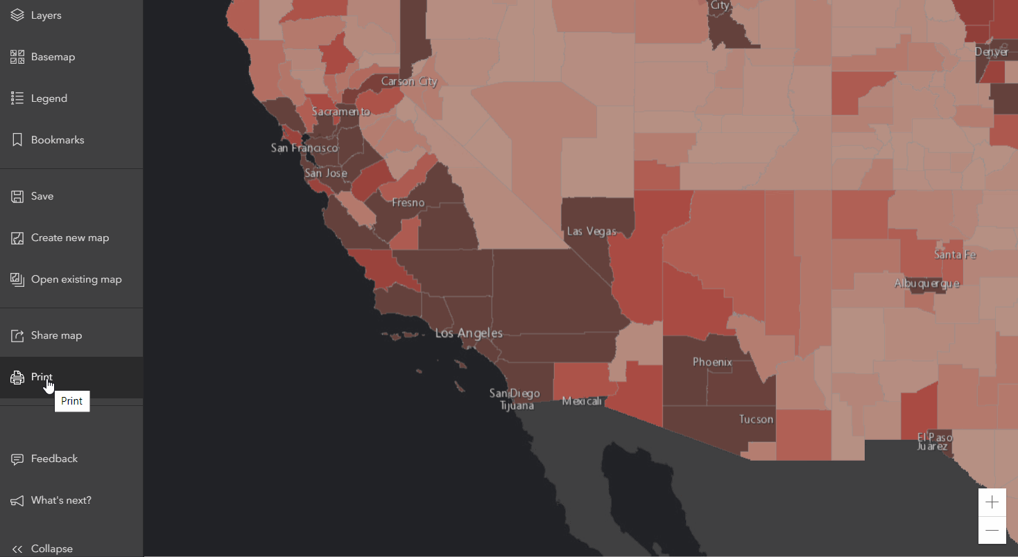 GIF of printing improvements in Map Viewer Beta