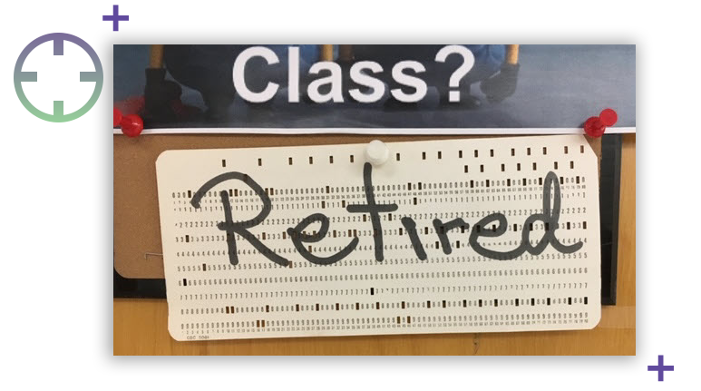 "Retired" written on a test punch card