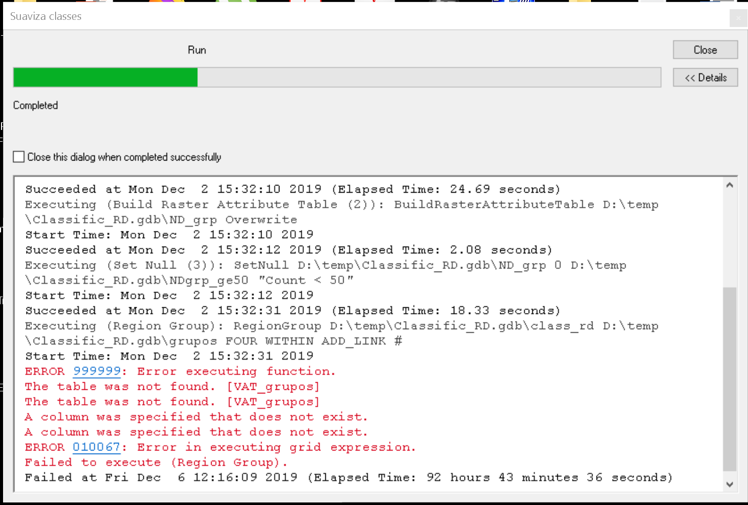 Input data stored in geodatabase