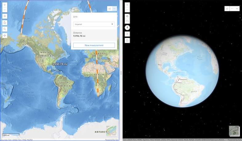 Example app showing global versions and measure in left pane