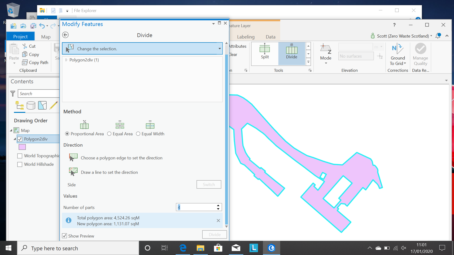 Screenshot divide polygon