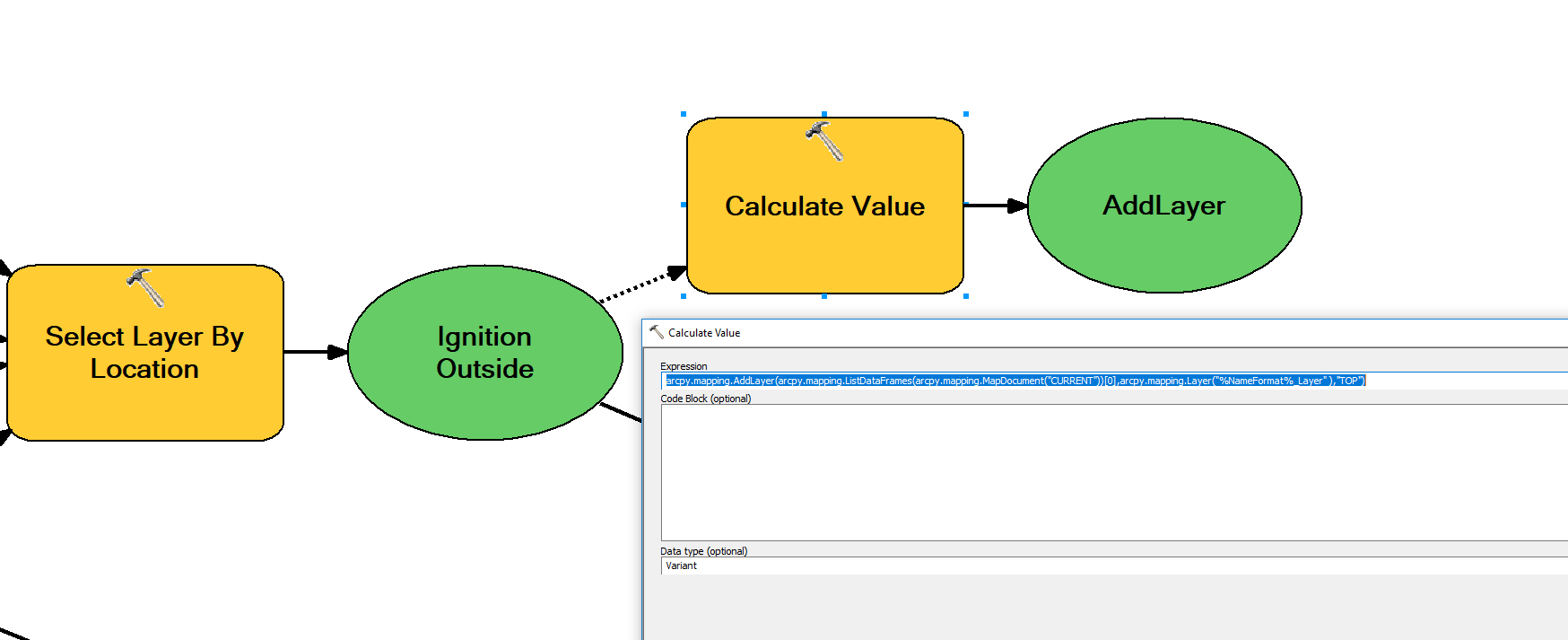 Add Feature Layer to TOC using Calculate Value