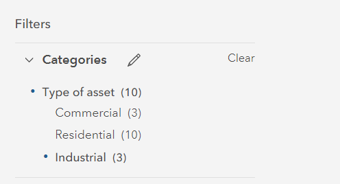 Content categories used as a filter