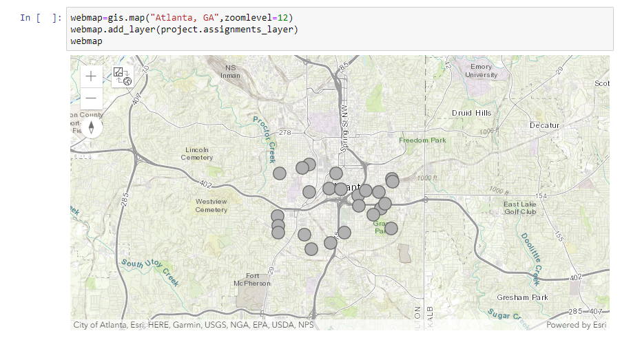 Code for displaying assignments layer on a map. 