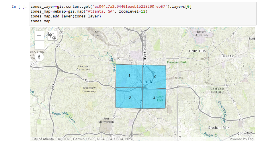 Code for displaying the zones layer on a map