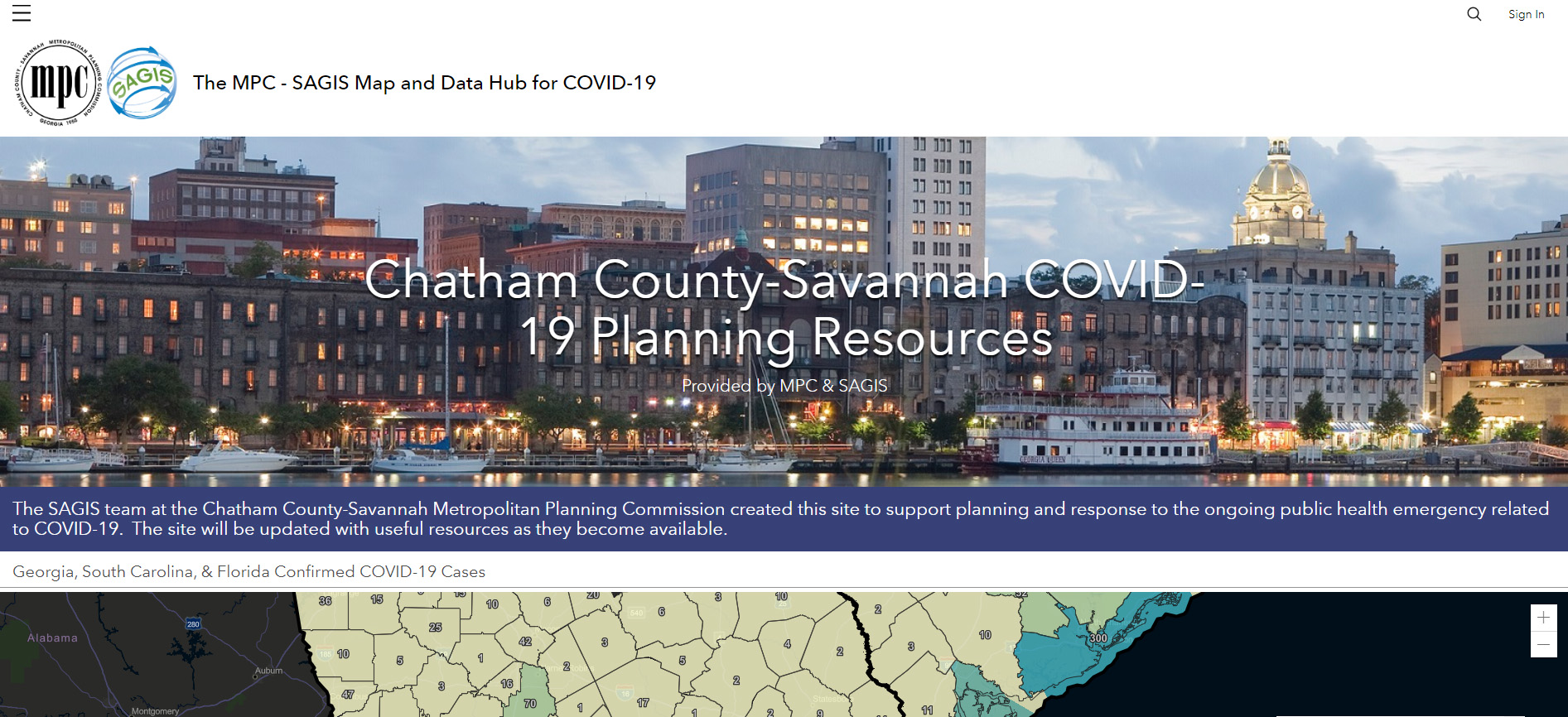 SAGIS ArcGIS Hub for COVID-19