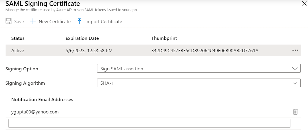 Configure certificate sign in algorithm