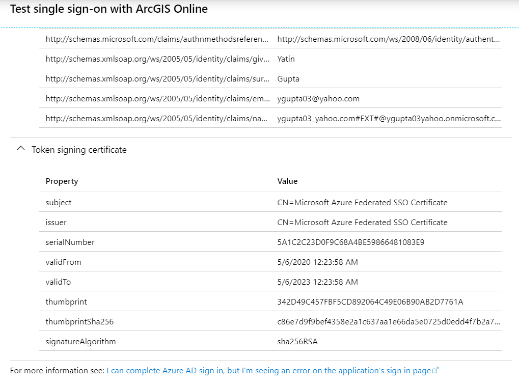 Claims sent in SAML request