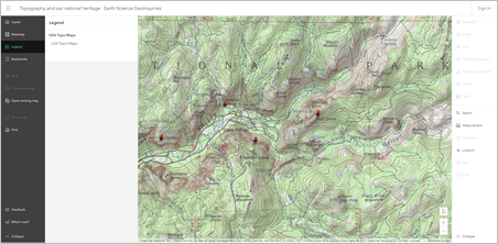 GeoInquiry map - Earth Science - Topography and Our National Heritage